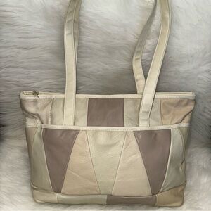 Cream and Tan Women's Bag